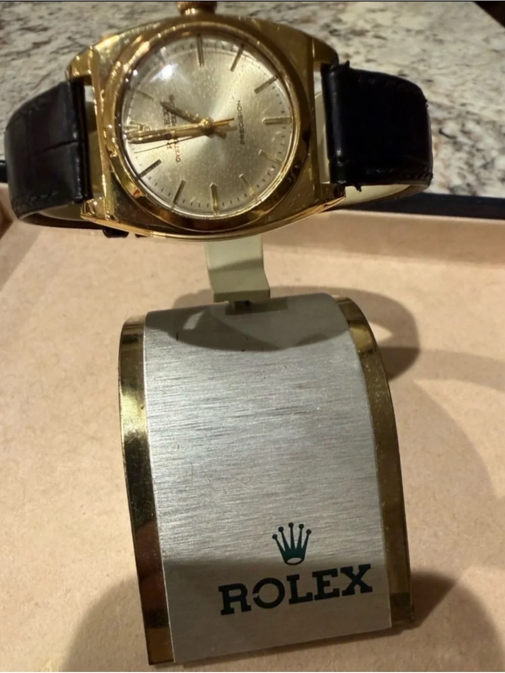 1944 Rolex Oyster Speedking 14 Gold Clad a Gold Dial with Black Leather Strap